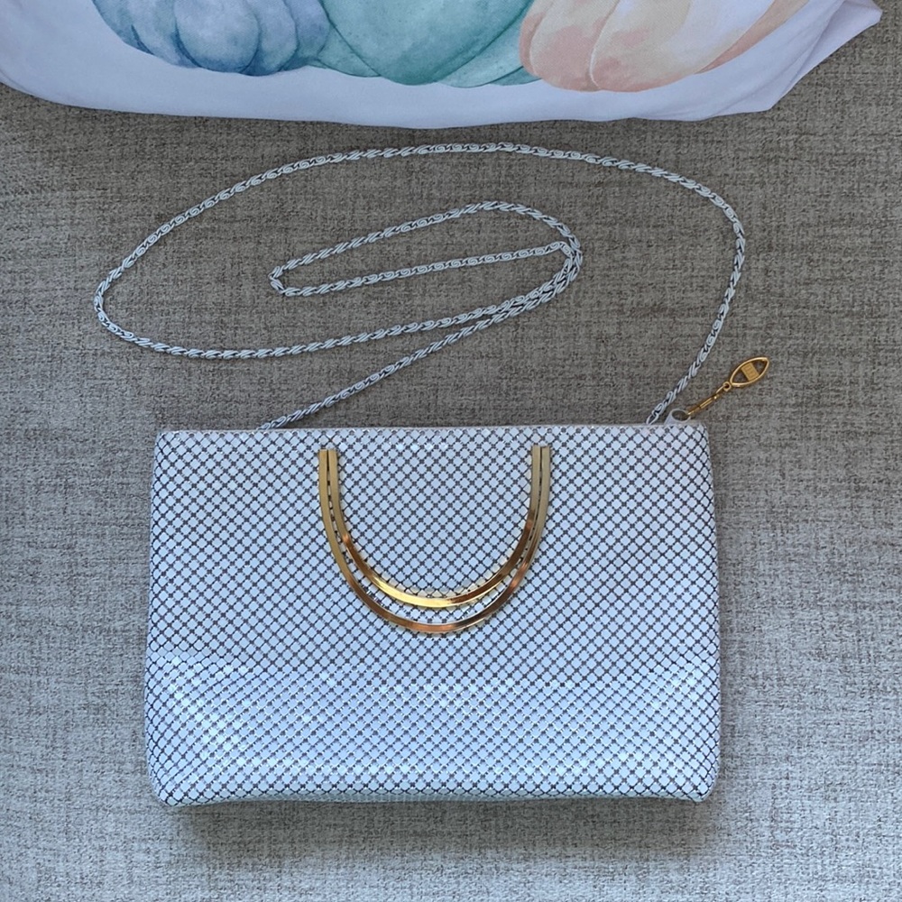 Fiona white/gold metallic handbag/purse.